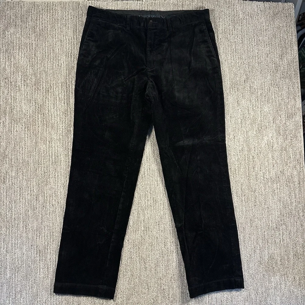 Polo Ralph Lauren Preston Pants Mens 38x34 Black Corduroy Trouser Vintage 90s‎